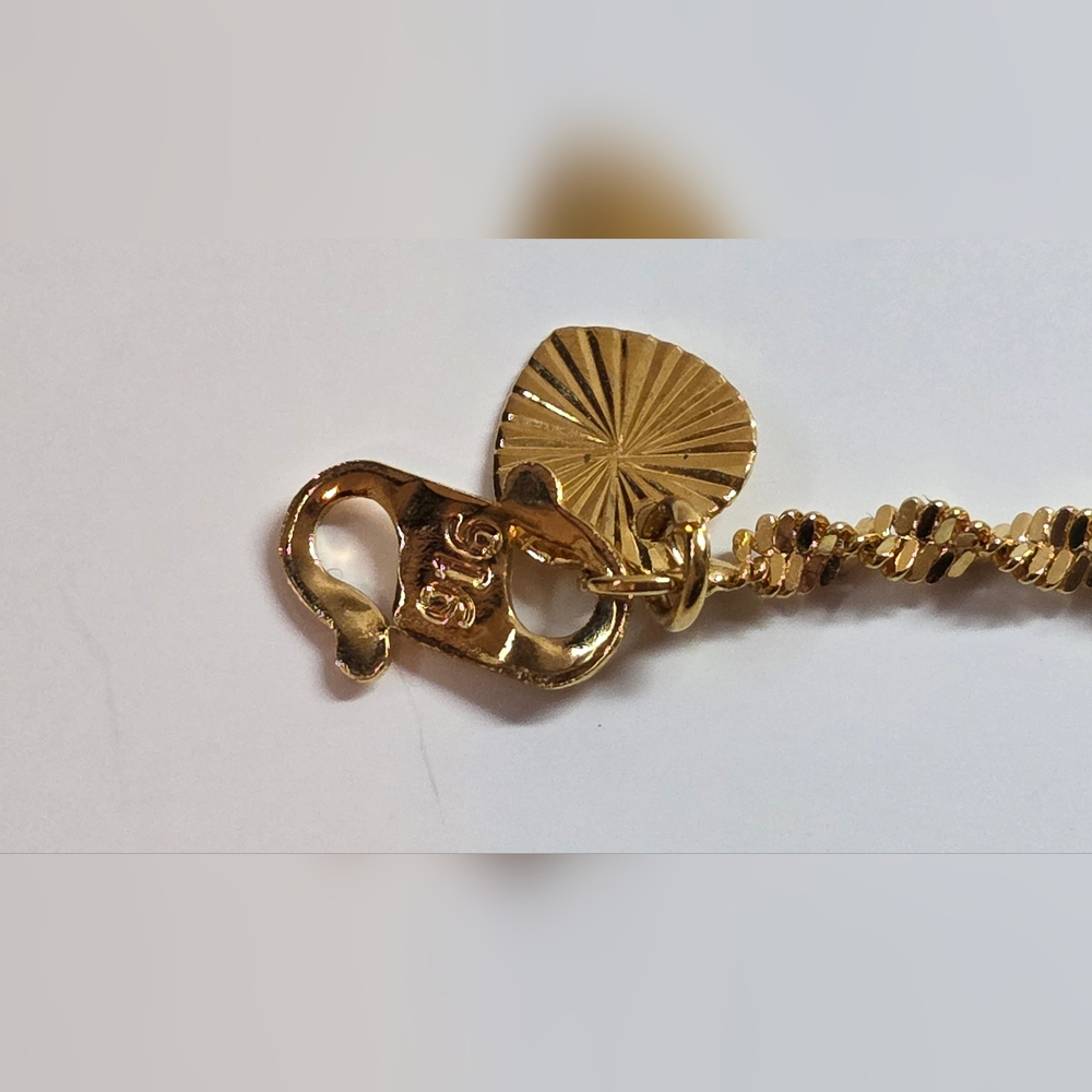 Elegant 22k Water Wave Gold Bracelet With Bell